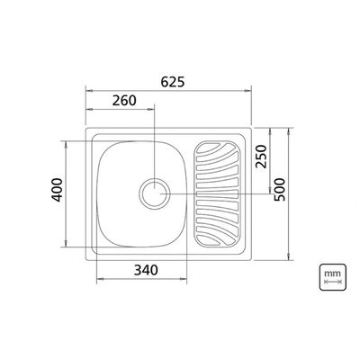 Cuba de Sobrepor Tramontina Alpha 34 R em Aço Inox Pré-polido 62 x 50 cm com Válvula