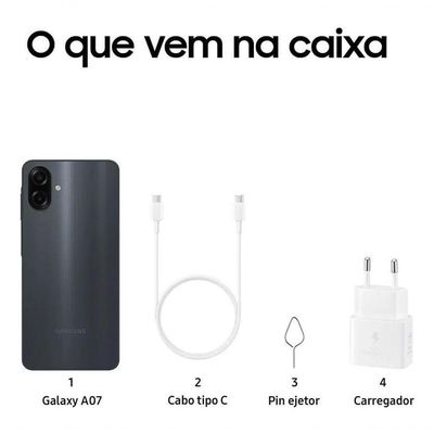 Smartphone Samsung Galaxy A07 128GB Tela 6.7" Preto