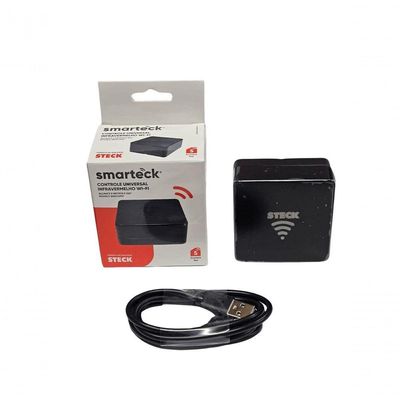 Controle Universal Smarteck com Wi-Fi Comando de Voz 360° Preto Steck SMDCUPS1