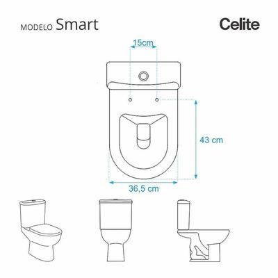 Assento Sanitário Smart Alongado Polipropileno Fechamento Suave Bege Fosco Pontto Lavabo 40CM