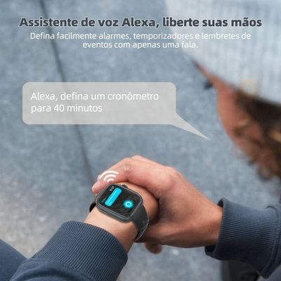 Smartwatch D20 Krikiai 1,85" HD com Monitoramento Saúde 5 Dias de Bateria Prata