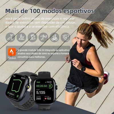 Smartwatch D20 Krikiai 1,85" HD com Monitoramento Saúde 5 Dias de Bateria Prata