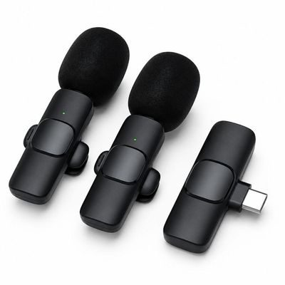 Microfone de Lapela sem Fio Type C Kit Duplo para Conteúdo em Smartphone Android MDM