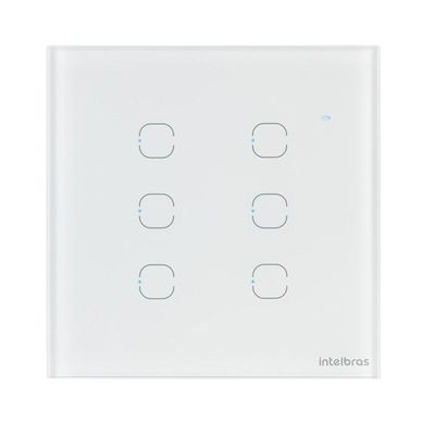 Interruptor Smart Wi-Fi Touch EWS 1006 com 6 Teclas e Controle Remoto por Aplicativo Branco