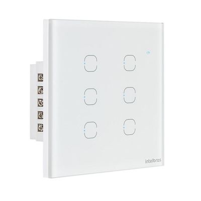 Interruptor Smart Wi-Fi Touch EWS 1006 com 6 Teclas e Controle Remoto por Aplicativo Branco