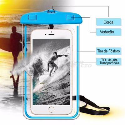 Capa Impermeável para Celular Smart Bracelet Universal para Proteção Contra Água e Sujeira Azul 1