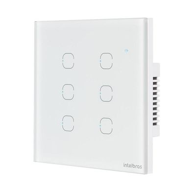 Interruptor Smart Wi-Fi Touch EWS 1006 com 6 Teclas e Automações Inteligentes Branco Intelbras