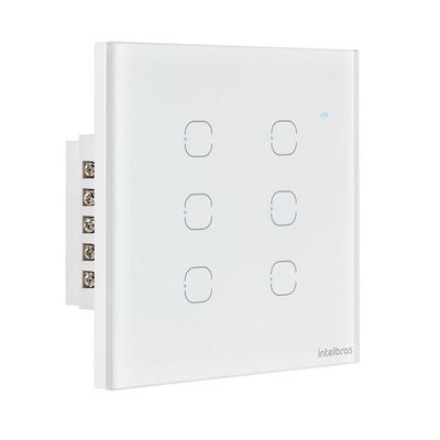 Interruptor Smart Wi-Fi Touch EWS 1006 com 6 Teclas e Automações Inteligentes Branco Intelbras