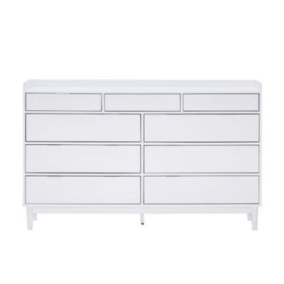 Cômoda 9 Gavetas Laca Branco em Madeira 150x43x92 cm Marin