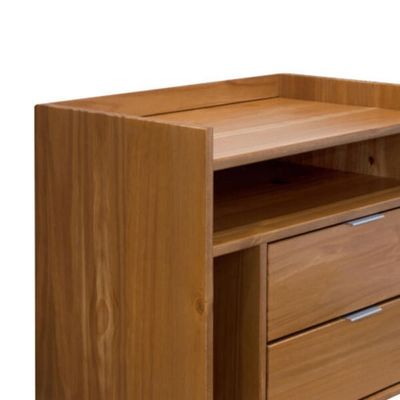 Mesa de Cabeceira Marrom Claro 63cm 2 Gavetas em Madeira Marin