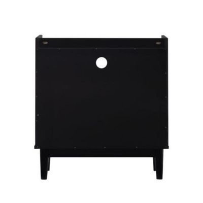 Mesa de Cabeceira Laca Preta 63cm 2 Gavetas em Madeira Marin
