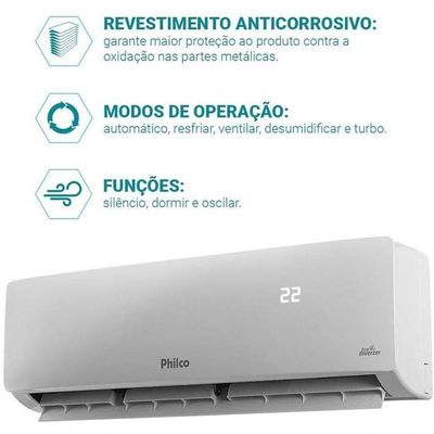 Ar Condicionado Split Philco Inverter 12000 BTUS Frio 220V PAC12FC