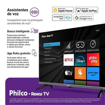 Smart TV Philco P43KRA 43" Full HD DLED Roku HDR10 Cinza Bivolt