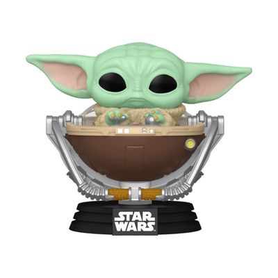Boneco Funko Pop! Star Wars Mandalorian e Grogu no Carrinho
