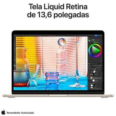 Apple MacBook Air 13" M2 (CPU de 8 núcleos e GPU de 8 núcleos, 8GB RAM , 256 GB SSD) - Estelar