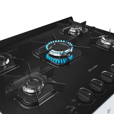 Fogão Mueller Branco 5 Bocas Com Mesa De Vidro Mfv5bb