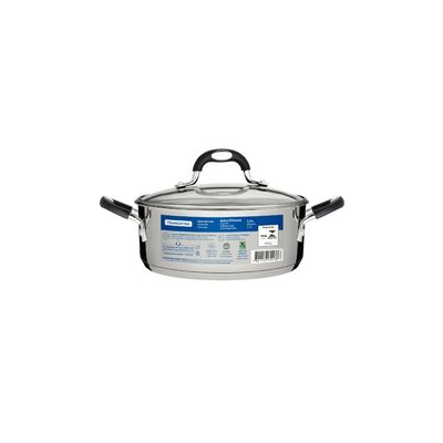 Caçarola Tramontina Astro Rasa Aço Inox Tampa de Vidro 16 cm 1,4 Litros