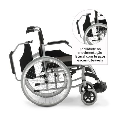 Cadeira de Rodas Manual em Alumínio Dobrável até 120 Kg Assento 48 cm D600 Dellamed Preto