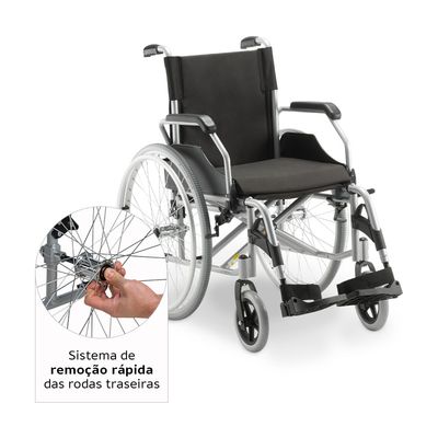 Cadeira de Rodas Manual em Alumínio Dobrável até 120 Kg Assento 48 cm D600 Dellamed Preto