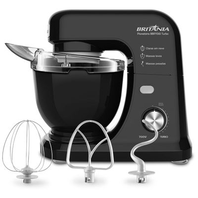 Batedeira Planetária Britânia BBP700P Turbo Preto 700W 4L 127V