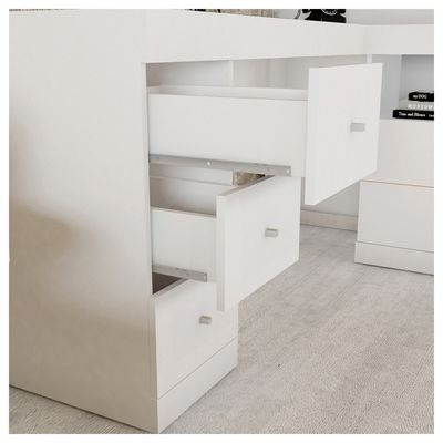 Mesa de Canto Job Em L Escritório Computador Caemmun Branco Fosco