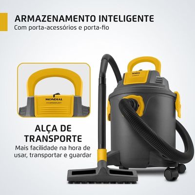 Aspirador de Água e Pó Hydrodust Mondial Preto e Amarelo 1600W APT-03-20L 127V