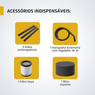 Aspirador de Água e Pó Hydrodust Mondial Preto e Amarelo 1600W APT-03-20L 127V