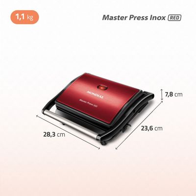 Master Press Inox Mondial Vermelho 1000W PG-01-RC-CL 220V