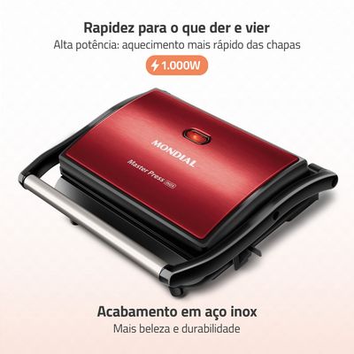 Master Press Inox Mondial Vermelho 1000W PG-01-RC-CL 220V