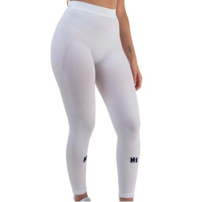 N1 Sport Calça de Compressão Branco M Proteção UV Knit 3D 15