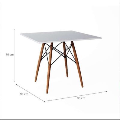 Mesa de Jantar Quadrada Branco 90cm +4 Cadeiras Marcela Nude