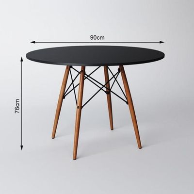 Mesa de Jantar Eiffel Preta 90cm + 4 Cadeiras Marcela - Nude