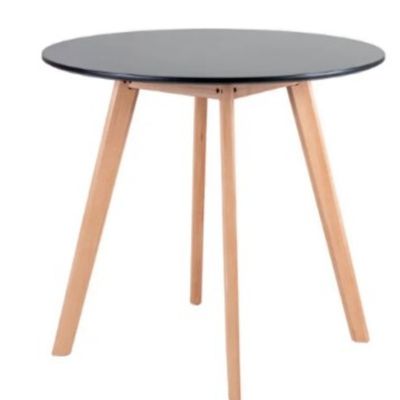 Mesa de Jantar Leda Preto 90cm + 4 Cadeiras Marcela Nude