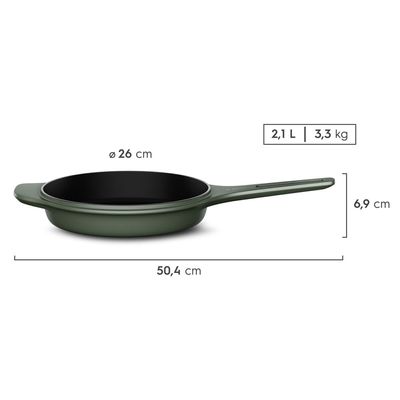 Frigideira de Ferro Fundido Esmaltado Electrolux 26cm verde Linha 100 Anos Celebre Preparos