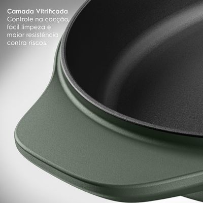 Frigideira de Ferro Fundido Esmaltado Electrolux 26cm verde Linha 100 Anos Celebre Preparos