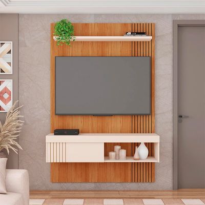 Conjunto Sala de Estar Painel Moon 1.2 Mesa Book Caemmun Freijo/off white