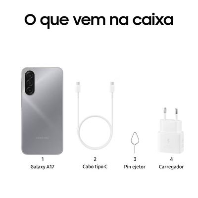 Smartphone Galaxy A17 4G Tela 6.7 128GB Câmera Tripla 50MP + Galaxy Buds Core Samsung Cinza / Bivolt