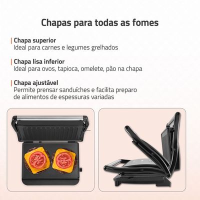 Master Press Inox Mondial Preto 1000W PG-01-CL 127V