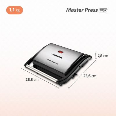 Master Press Inox Mondial Preto 1000W PG-01-CL 127V