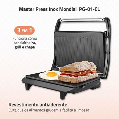 Master Press Inox Mondial Preto 1000W PG-01-CL 127V