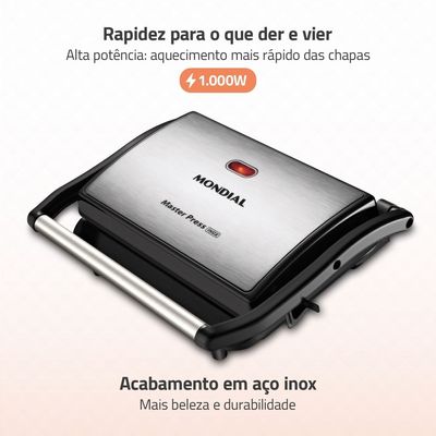 Master Press Inox Mondial Preto 1000W PG-01-CL 127V