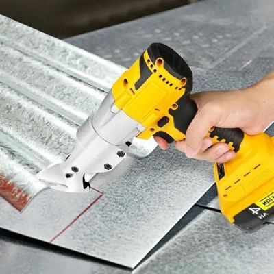 Tesoura Alicate Aviação Chapa Metal Elétrica 2 Baterias Amarelo