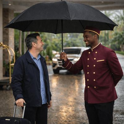 Guarda Chuva Grande Preto Automático Portaria Hótel Recepção Reforçado Resistente Maxi Fazzoletti