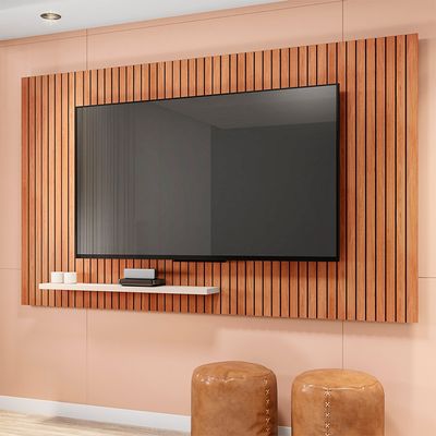 Conjunto Sala de Estar Painel Sun Mesa Book Caemmun Freijo/off white