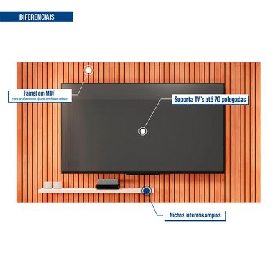 Conjunto Sala de Estar Painel Sun Mesa Book Caemmun Freijo/off white