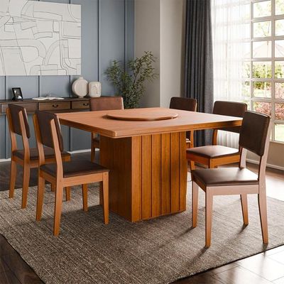 Kit Mesa De Jantar Santiago 136 E 6 Cadeiras Córdoba Cinamomo-mogno