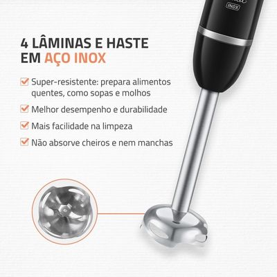 Mixer Pratic, Mondial Preto/Inox 500W - M-17-BI 127V