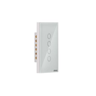 Interruptor Touch Smarteck 4 Módulos com Wi-Fi e Comando de Voz Branco Steck