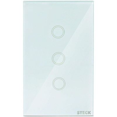 Interruptor Touch Wi-fi Smarteck 3 Módulos com Comando de Voz Branco Steck SMCI3BS1