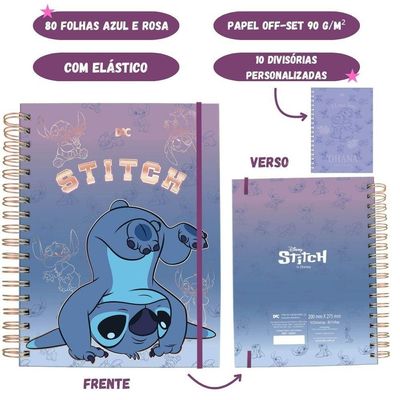 Caderno Universitário DAC Stitch Smart Capa Dura 80 Folhas Azul